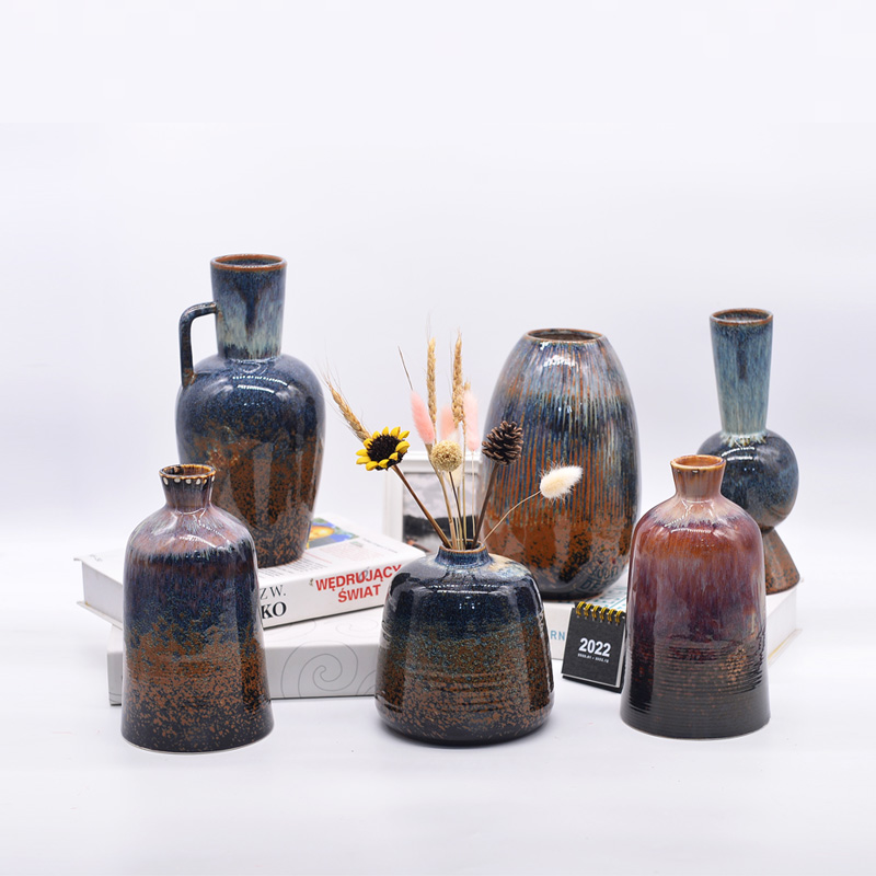 Brown Magic Glazed Ceramic Vase
