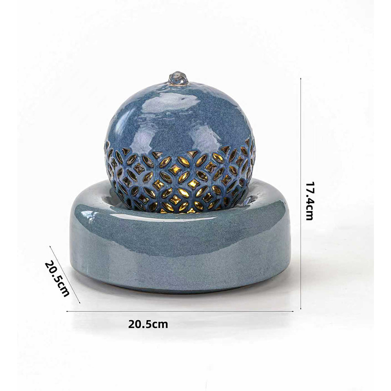 Blue Hollow  Magic  Glazed Tabletop Water Fountain