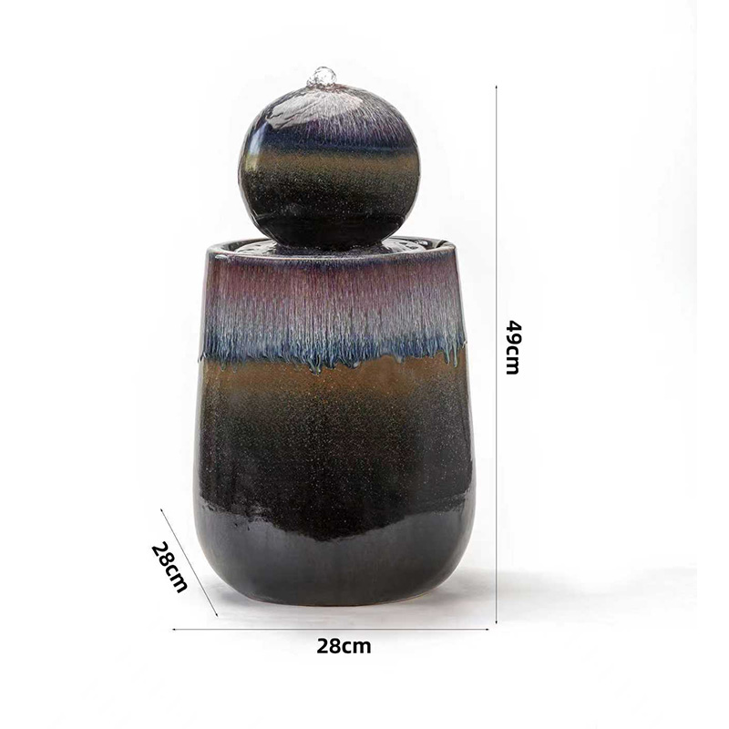 Gradient Round Top Kiln Glaze Floor Standing Water Fountain