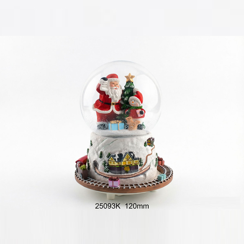 Lighted Rotating Santa Village Snow Globe