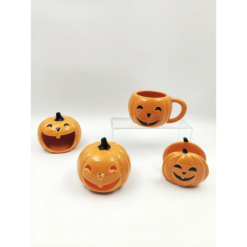 Ceramic Halloween Pumpkin Mug Set