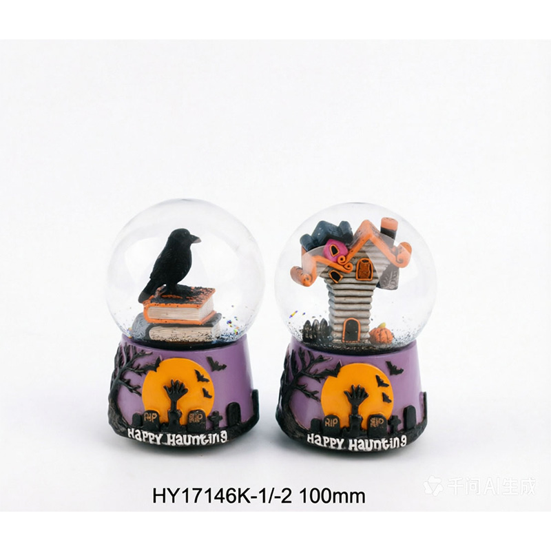 Halloween Crow Haunted House Snow Globe