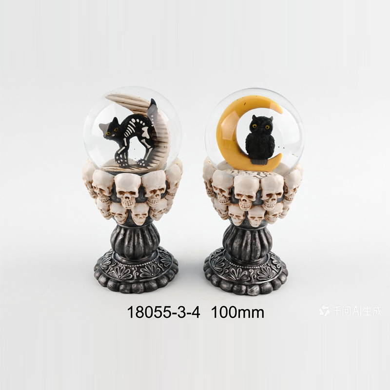 Skull Base Halloween Skeleton Snow Globe
